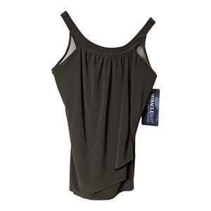 Miraclesuit Illusionists Ursula Underwire Tankini Swim Top Olive Green Size 16